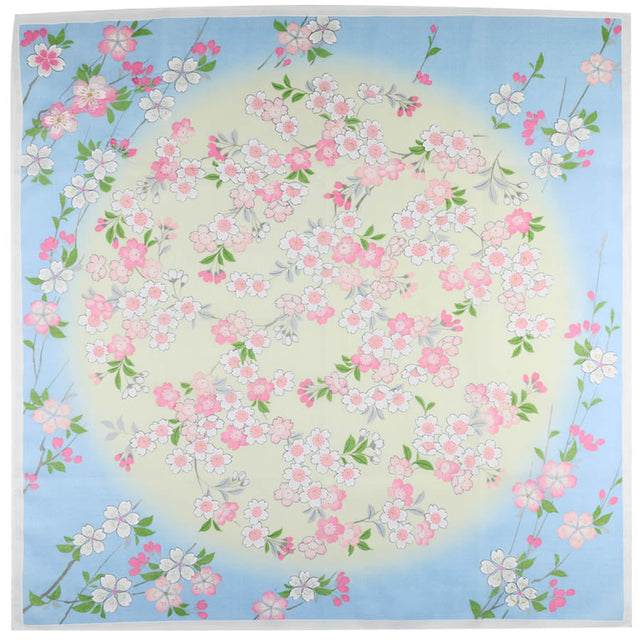 Kimono Motif Cotton Handkerchief - Blue / Yellow
