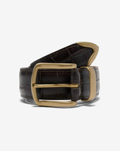Croc Embossed Metal Tip Belt