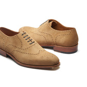 Constello True Seamless Faux Wingtip Brogue Hand Welted Castorino Suede Cashew