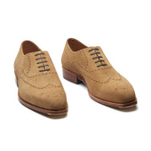 Constello True Seamless Faux Wingtip Brogue Hand Welted Castorino Suede Cashew