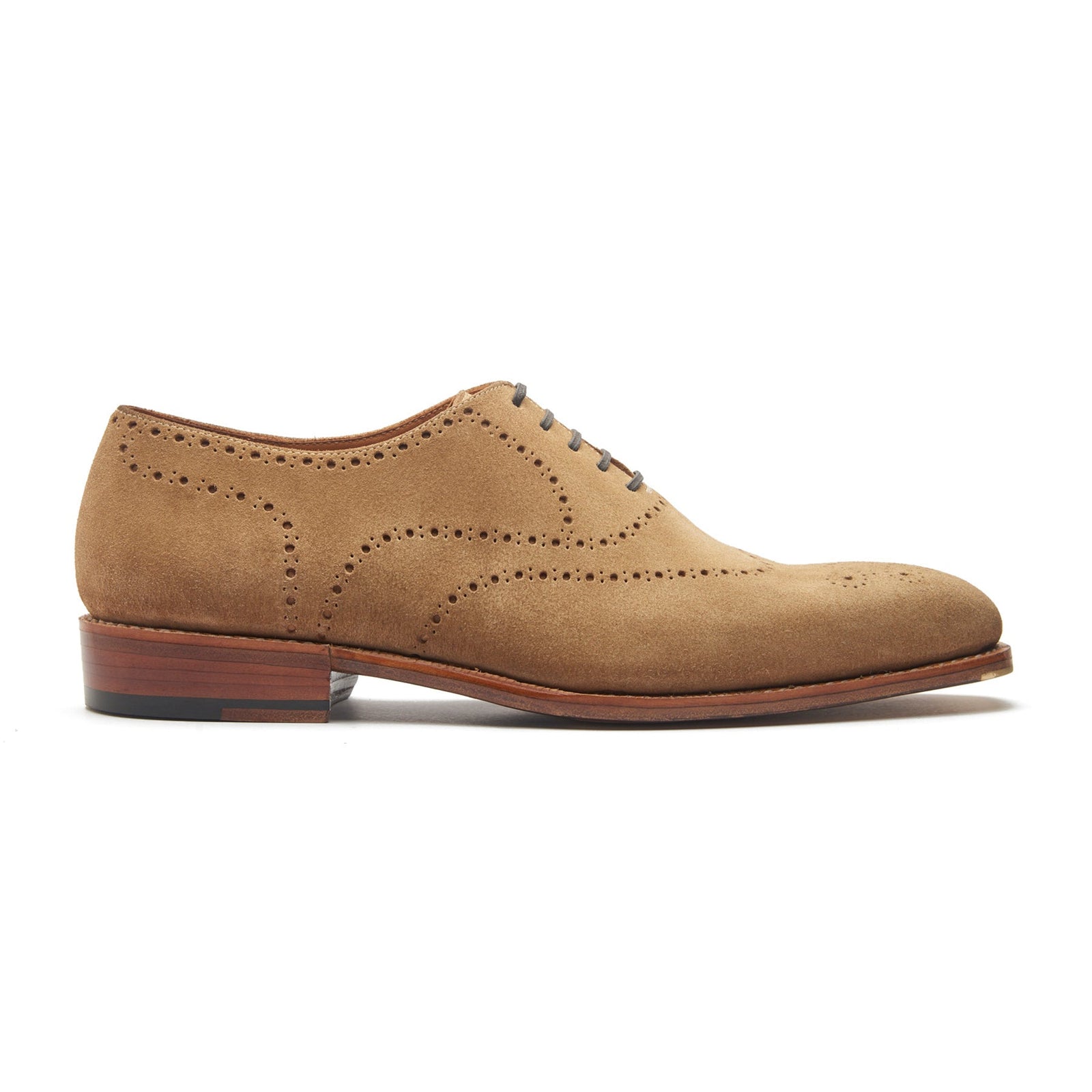 Constello True Seamless Faux Wingtip Brogue Hand Welted Castorino Suede Cashew