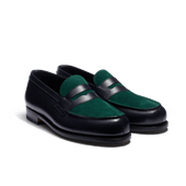 180 Loafer [Men Dark green suede calfskin & initial blue boxcalf]