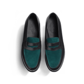 180 Loafer [Men Dark green suede calfskin & initial blue boxcalf]