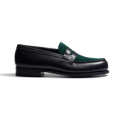 180 Loafer [Men Dark green suede calfskin & initial blue boxcalf]