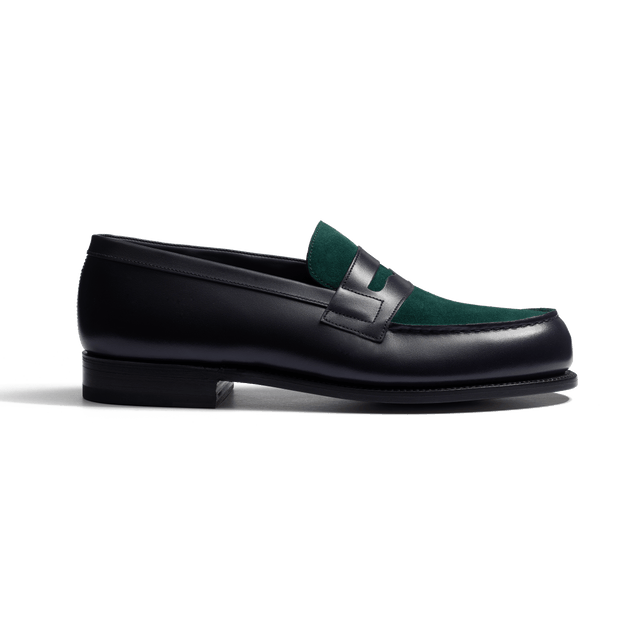 180 Loafer [Men Dark green suede calfskin & initial blue boxcalf]