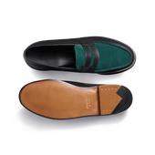 180 Loafer [Men Dark green suede calfskin & initial blue boxcalf]