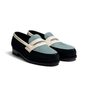 180 Loafer [Men navy blue & faded blue nubuck & panna grained calfskin]