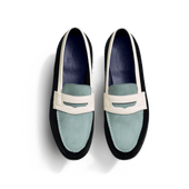 180 Loafer [Men navy blue & faded blue nubuck & panna grained calfskin]