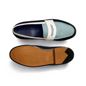 180 Loafer [Men navy blue & faded blue nubuck & panna grained calfskin]