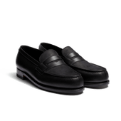 180 Loafer [Men Black grained calf leather & black nubuck & black boxcalf]