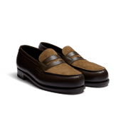 180 Loafer [Men Dark brown grained calfskin & tabacco suede calfskin & terre d'ombre boxcalf]
