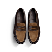 180 Loafer [Men Dark brown grained calfskin & tabacco suede calfskin & terre d'ombre boxcalf]