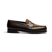 180 Loafer [Men Dark brown grained calfskin & tabacco suede calfskin & terre d'ombre boxcalf]