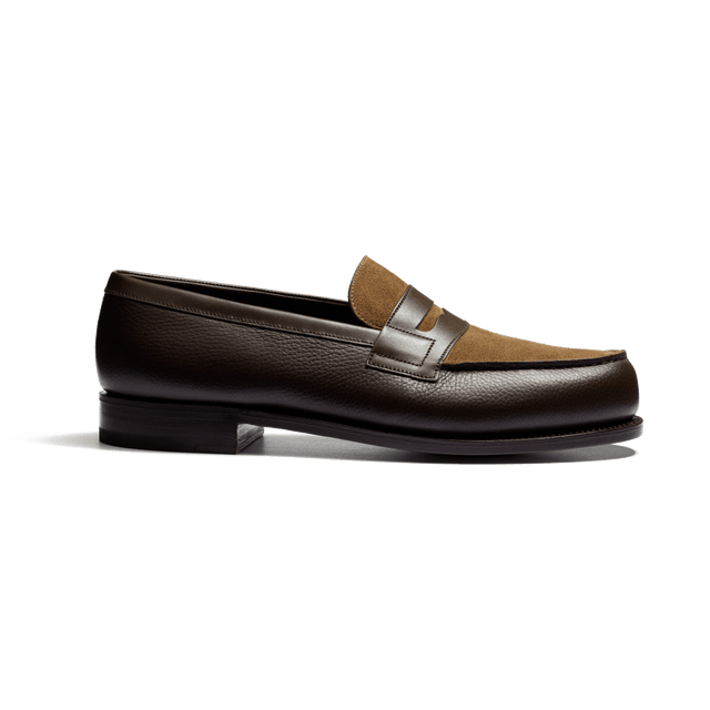 180 Loafer [Men Dark brown grained calfskin & tabacco suede calfskin & terre d'ombre boxcalf]