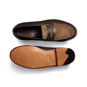 180 Loafer [Men Dark brown grained calfskin & tabacco suede calfskin & terre d'ombre boxcalf]