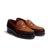 180 Loafer [Men Dark brown suede calfskin & dark brown boxcalf]
