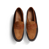 180 Loafer [Men Dark brown suede calfskin & dark brown boxcalf]