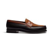 180 Loafer [Men Dark brown suede calfskin & dark brown boxcalf]