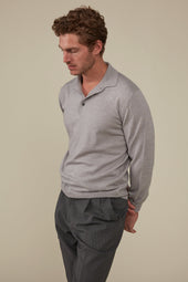 Daylesford Merino Long Sleeved Polo - Fog