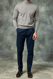 Grey Merino Turtleneck Made In Italy