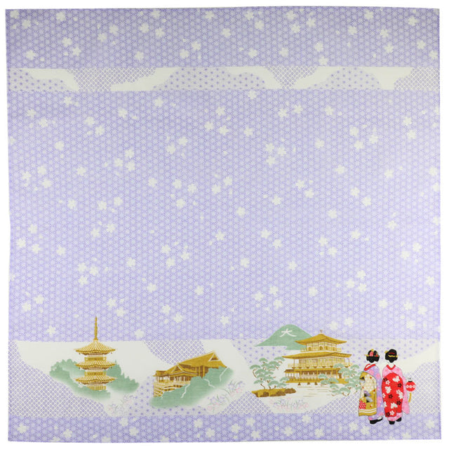 Maiko Motif Cotton Handkerchief - Lavender