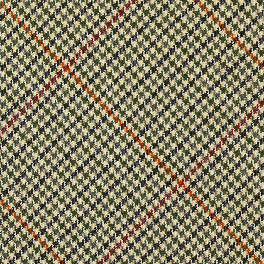 Abraham Moon Houndstooth Bespoke Wool Tie Green