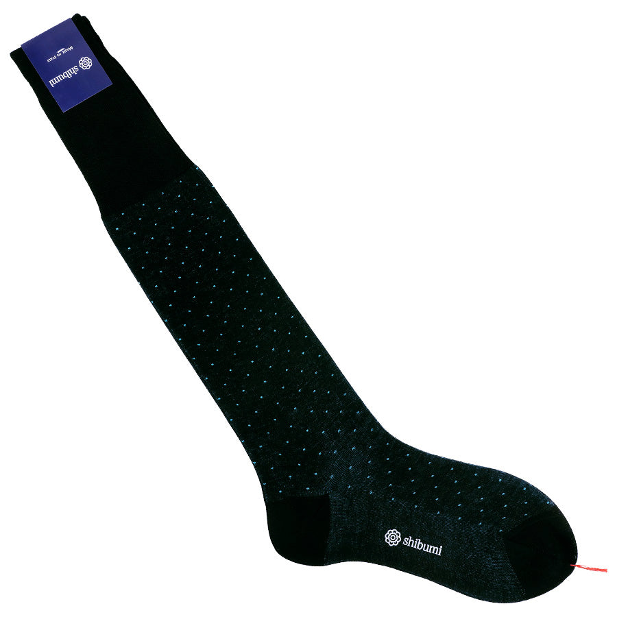 Knee Socks Dots Blue Sea Pure Cotton