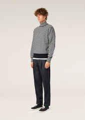 AAITOR WHITE AND BLUE WOOL STRIPED TURTLENECK