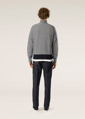 AAITOR WHITE AND BLUE WOOL STRIPED TURTLENECK