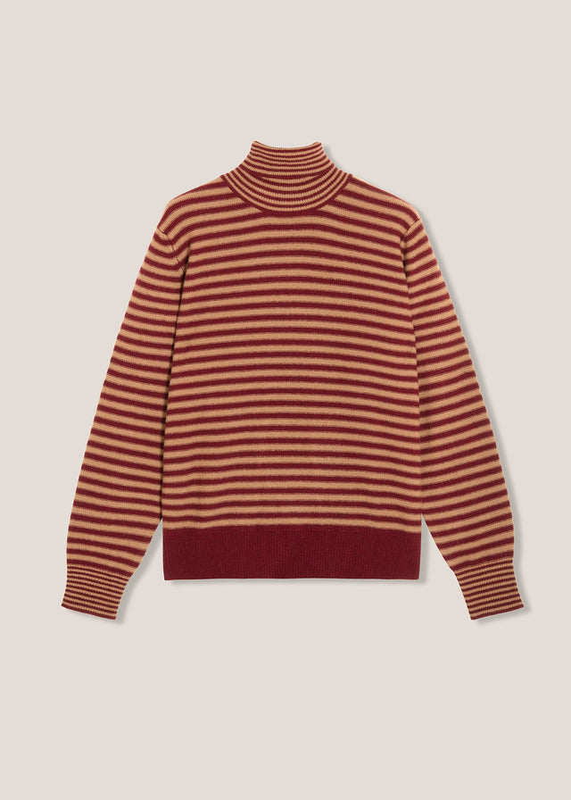 AAITOR BURGUNDY WOOL STRIPED TURTLENECK