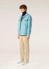 AAMENOFI LIGHT BLUE COTTON JACKET WITH FRONTAL POCKETS