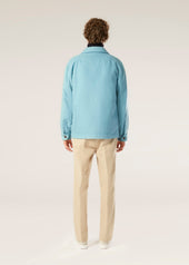 AAMENOFI LIGHT BLUE COTTON JACKET WITH FRONTAL POCKETS