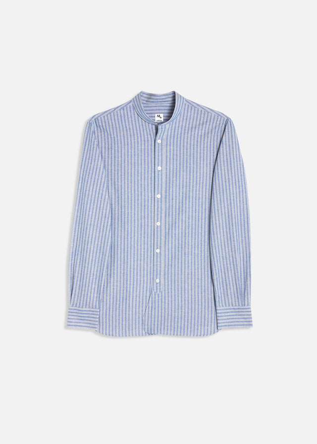 AAMILCARE GURU COLLAR STRIPED SHIRT