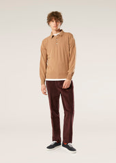 AANTIOCO BURGUNDY PLEATED STRETCH COTTON-CORDUROY TROUSERS