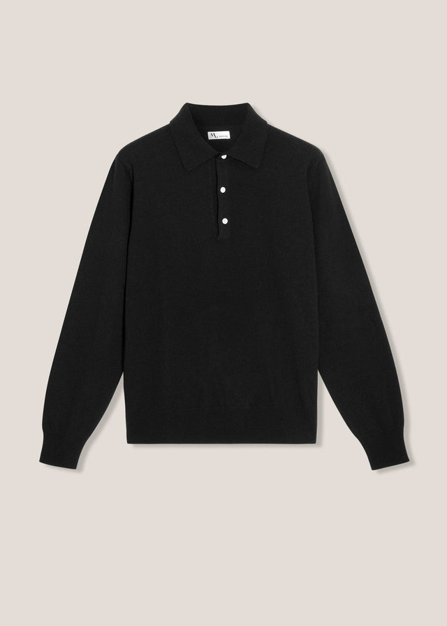 AARIC NAVY WOOL POLO SHIRT