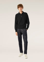 AARIC NAVY WOOL POLO SHIRT