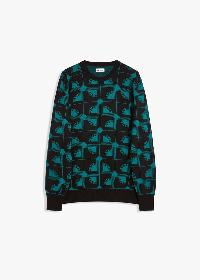 AAVELLINO JACUQARD WOOL CREWNECK