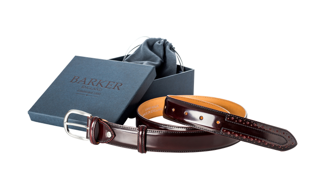 Brogue Belt - Burgundy Hi Shine