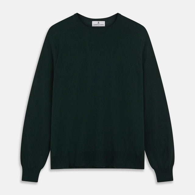 Forest Green Crew Neck Merino Jumper