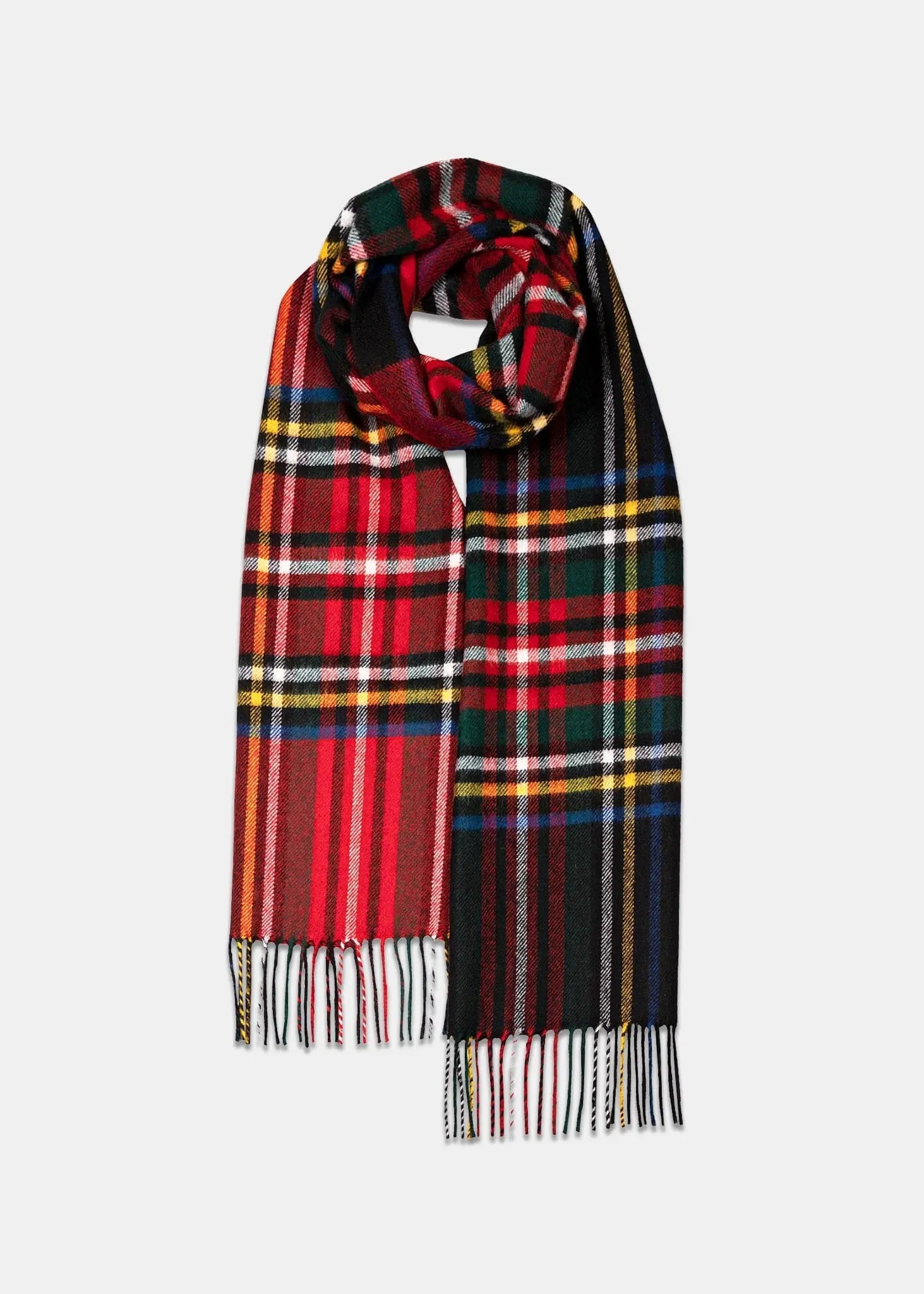 Unisex Oversized Lambswool Scarf Black Royal Stewart