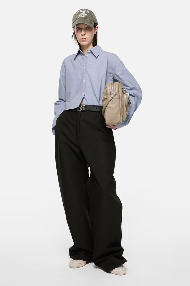 Cropped Pinstripe Button Up