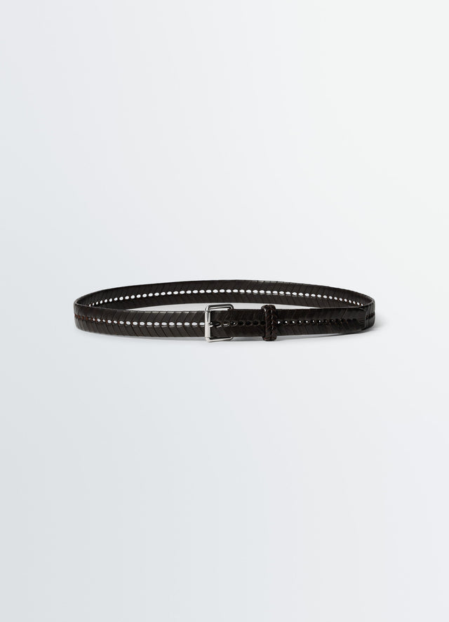 BRAIDED BELT 30 MM IN LEATHER