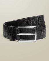 Textured Leather Chino Belt - Black