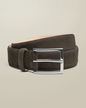 Suede Leather Belt - Chocolate