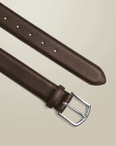 Made In England Saffiano Print Formal Belt Dark Brown