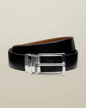 Leather Reversible Belt - Black & Dark Tan