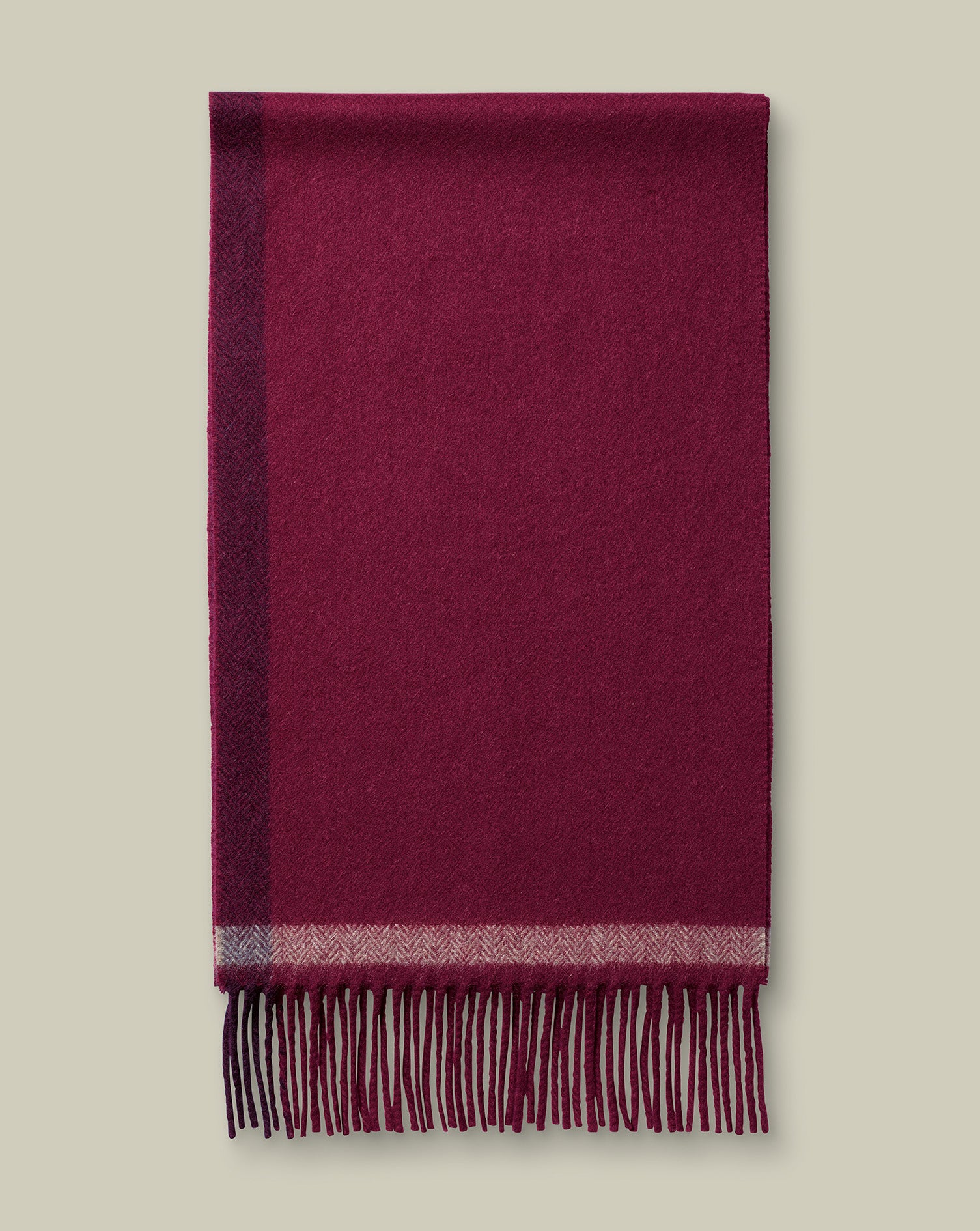 Cashmere Herringbone Scarf Maroon Red