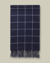 Cashmere Check Scarf - Navy