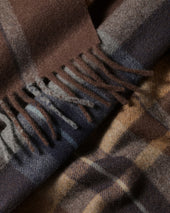Cashmere Plaid Check Scarf Brown