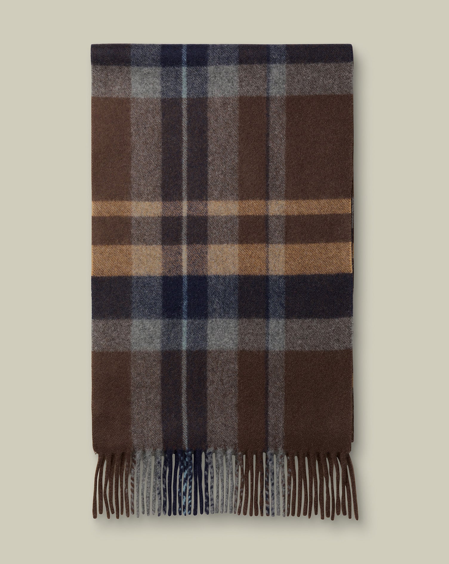 Cashmere Plaid Check Scarf Brown